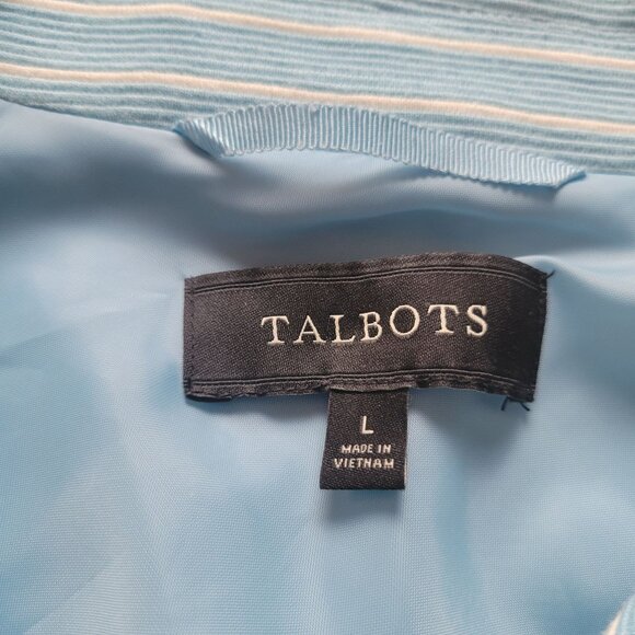Talbots Womens Blue & White Striped Button-Front Jacket L Blazer - Picture 4 of 7